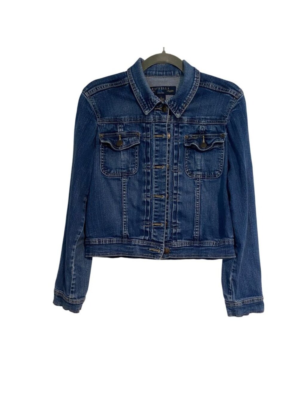 Rafaella Women's 12 Blue Denim Jacket Button-Up Long Sleeve Stretch Casual